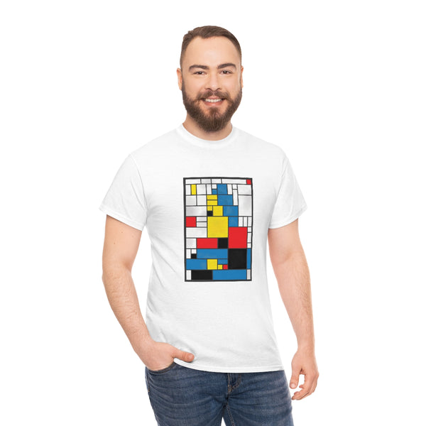 Adult Unisex Mona Lisa Inspired by Piet Mondrian T-Shirt