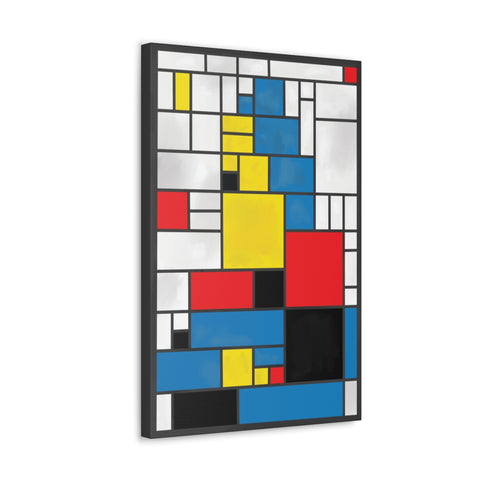 Mona Lisa Inspired by Piet Mondrian Canvas Art Print