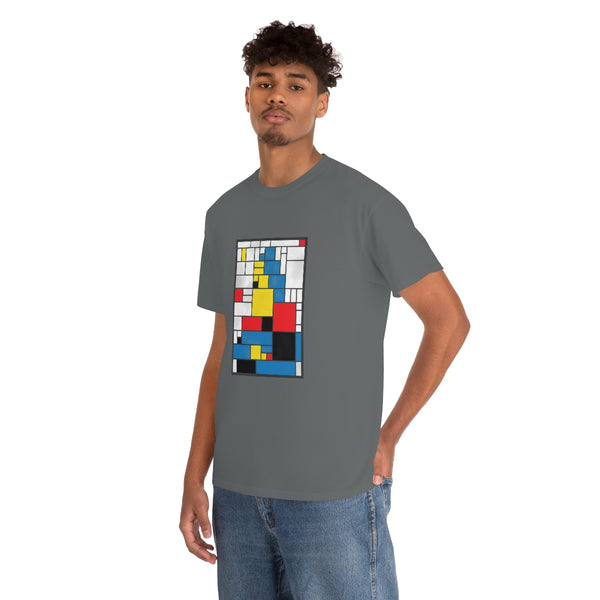 Adult Unisex Mona Lisa Inspired by Piet Mondrian T-Shirt